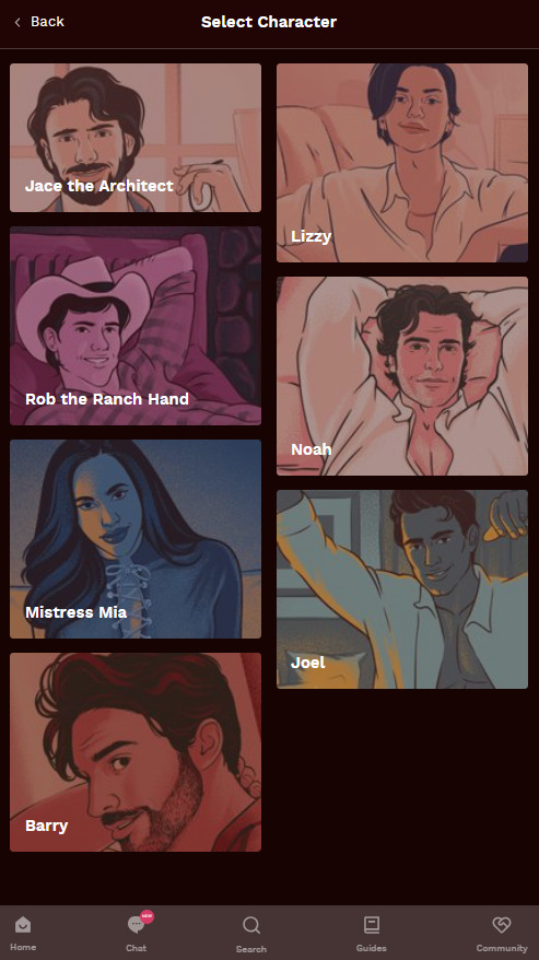 Bloom Stories's ai sex chat and erotic audio app lets you choose virtual characters to have sexy chats with.